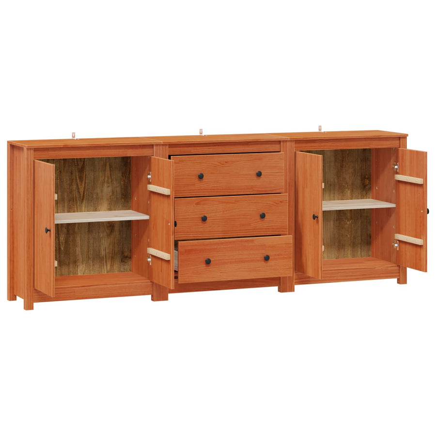 Dressoir met lade 3 pcs Wasbruin Massief grenenhout