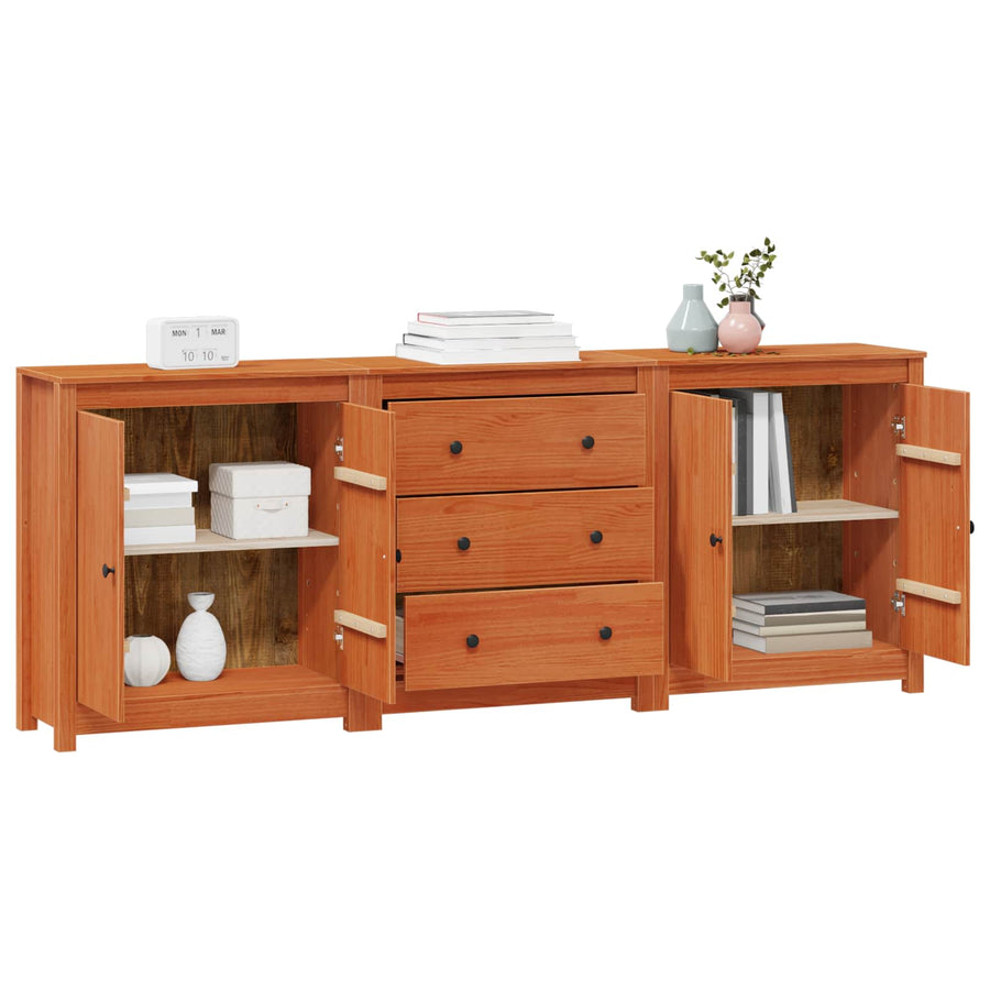 Dressoir met lade 3 pcs Wasbruin Massief grenenhout
