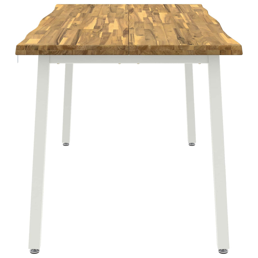 Live Edge Eettafel 160 x 70 x 75 cm Massief Acaciahout Wit