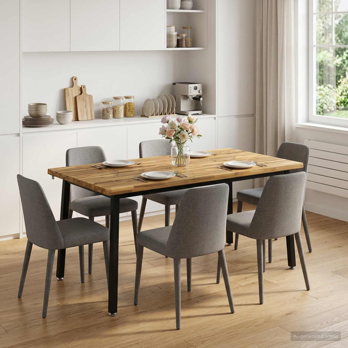 Live Edge Eettafel 160 x 70 x 75 cm Massief Acaciahout Wit