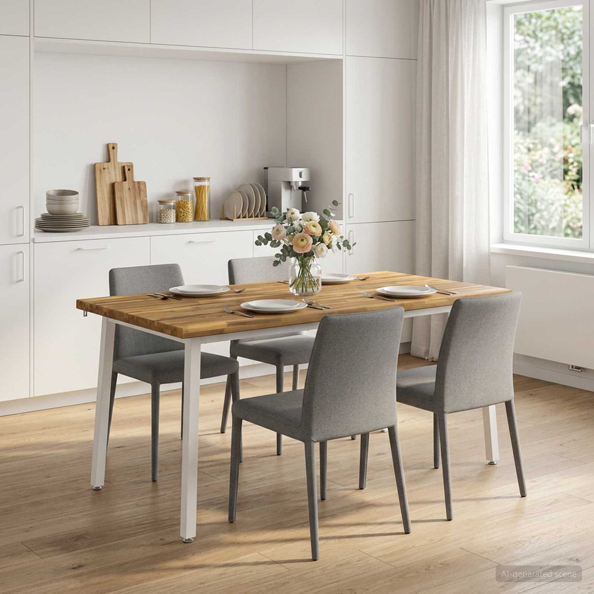 Live Edge Eettafel 160 x 80 x 75 cm Massief Acaciahout Wit