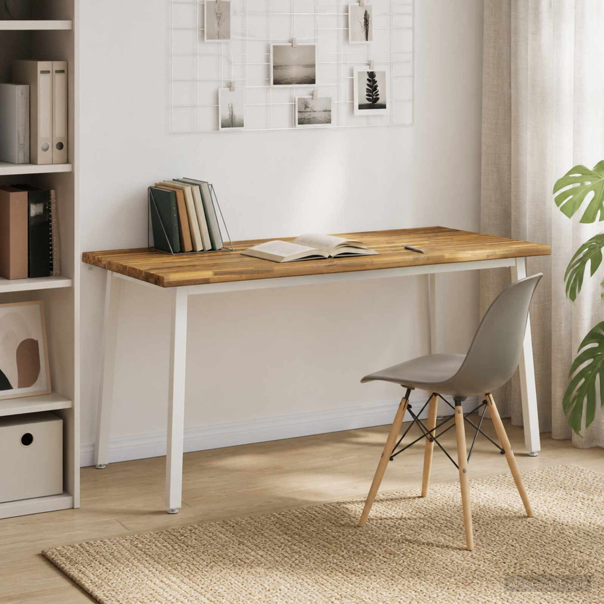 Live Edge Eettafel 160 x 70 x 75 cm Massief Acaciahout Wit
