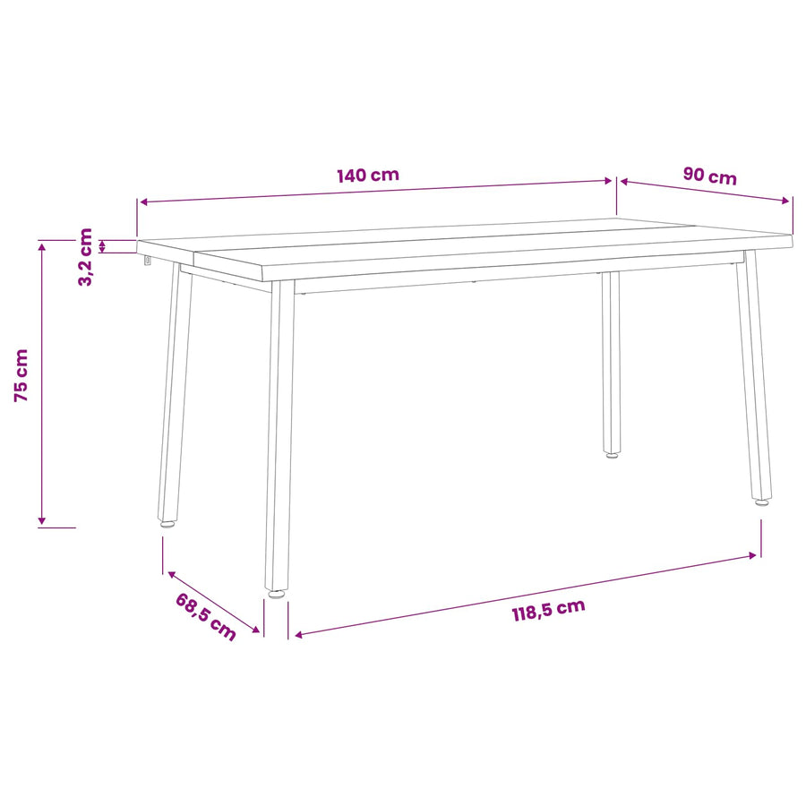 Live Edge Eettafel 140 x 90 x 75 cm Massief Acaciahout