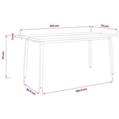 Vierkante Eettafel 160 x 70 x 75 cm Massief Acaciahout Wit