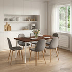 Eettafel 160x70x75 cm massief acaciahout wit staal