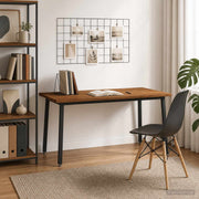 Eettafel 160x80x75 cm massief acaciahout zwart staal