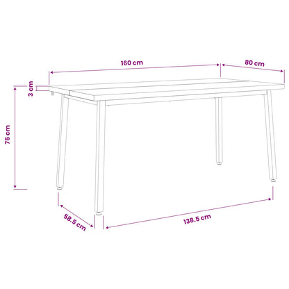 Vierkante Eettafel 160 x 80 x 75 cm Massief Acaciahout Naturel