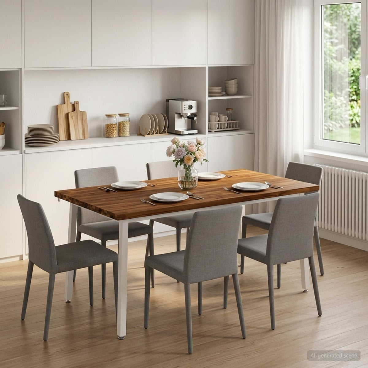 Vierkante Eettafel 160 x 90 x 75 cm Massief Acaciahout Naturel