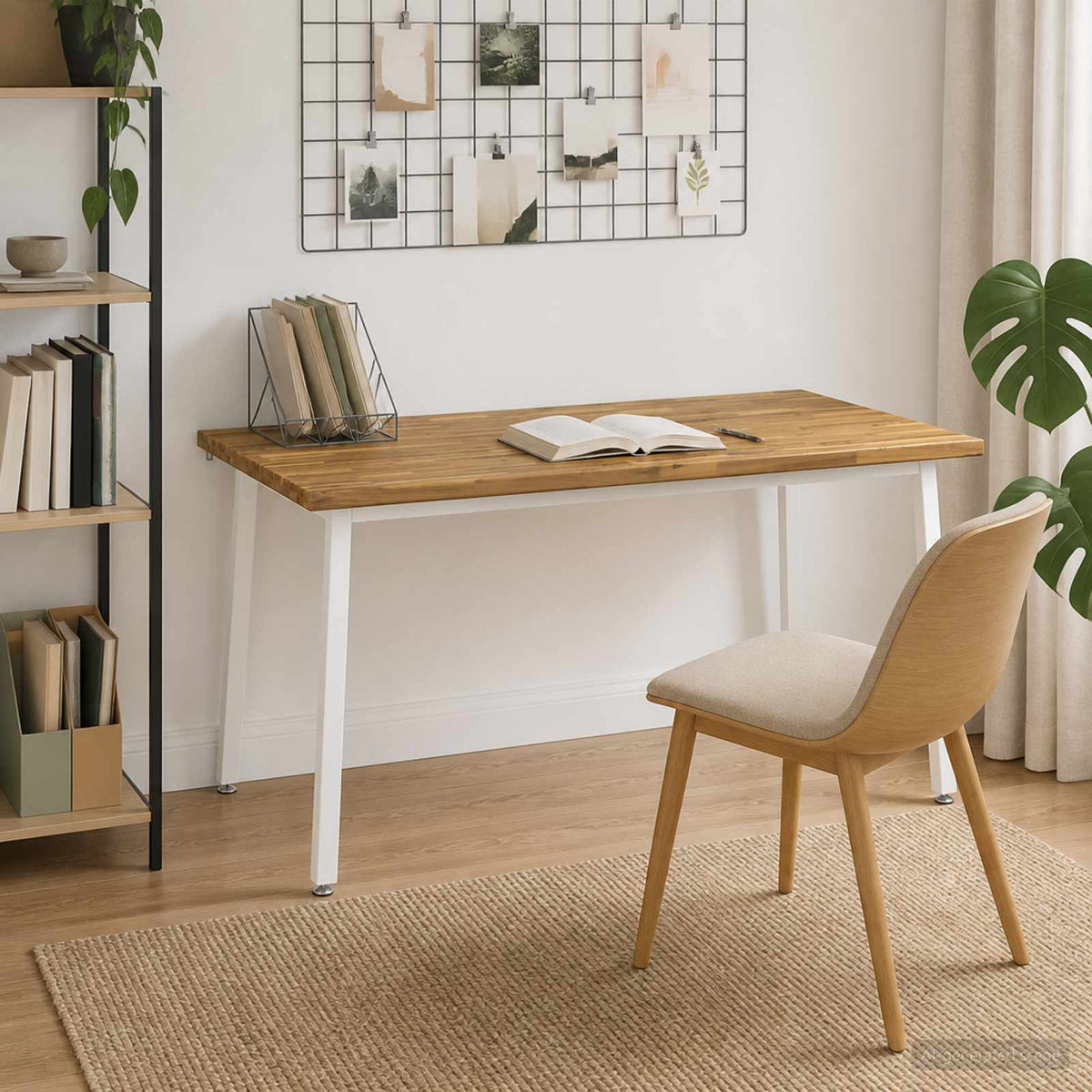 Vierkante Eettafel 160 x 80 x 75 cm Massief Acaciahout Wit