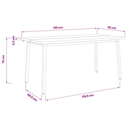 Vierkante Eettafel 140 x 90 x 75 cm Massief Acaciahout Naturel