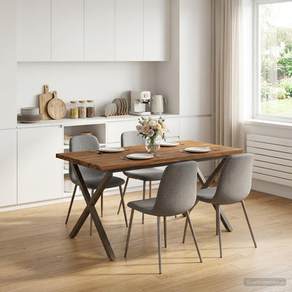 Live Edge Eettafel 140 x 80 x 75 cm Massief Acaciahout Naturel