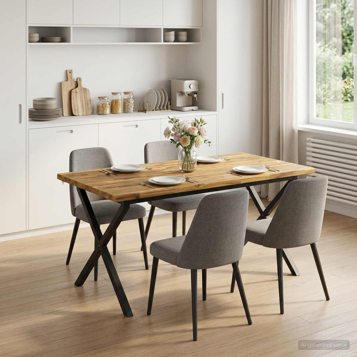 Live Edge Eettafel 160 x 80 x 75 cm Massief Acaciahout Wit