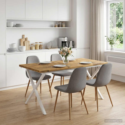 Live Edge Eettafel 160 x 90 x 75 cm Massief Acaciahout Wit