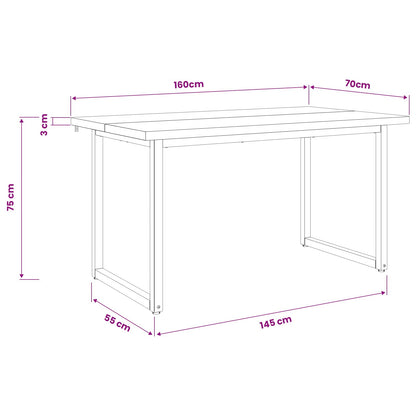 Vierkante Eettafel 160 x 70 x 75 cm Massief Acaciahout Naturel