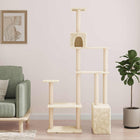 Cat Tree with Sisal Scratching Posts Cream 177.5 cm