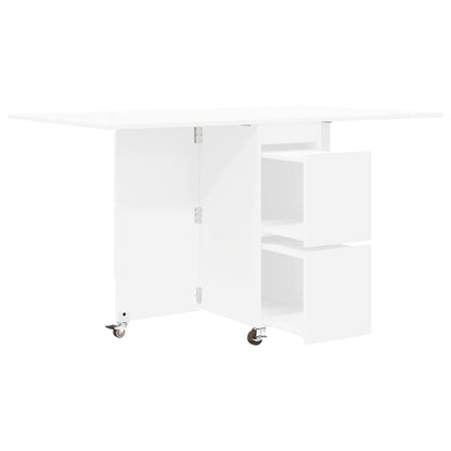 Eettafel 2 pcs 140 x 80 x 77 cm Bewerkt hout Wit Rechthoekig