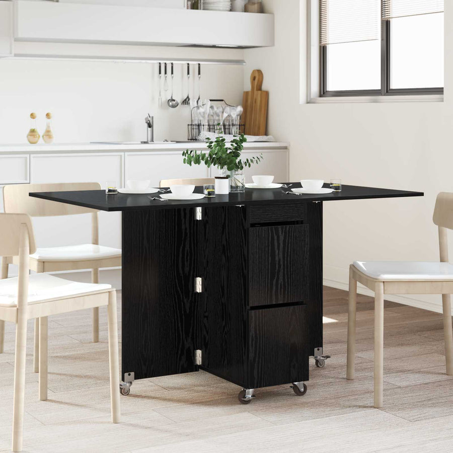 Eettafel 2 pcs 140 x 80 x 77 cm Bewerkt hout Zwart eiken
