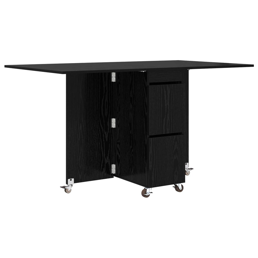 Eettafel 2 pcs 140 x 80 x 77 cm Bewerkt hout Zwart eiken