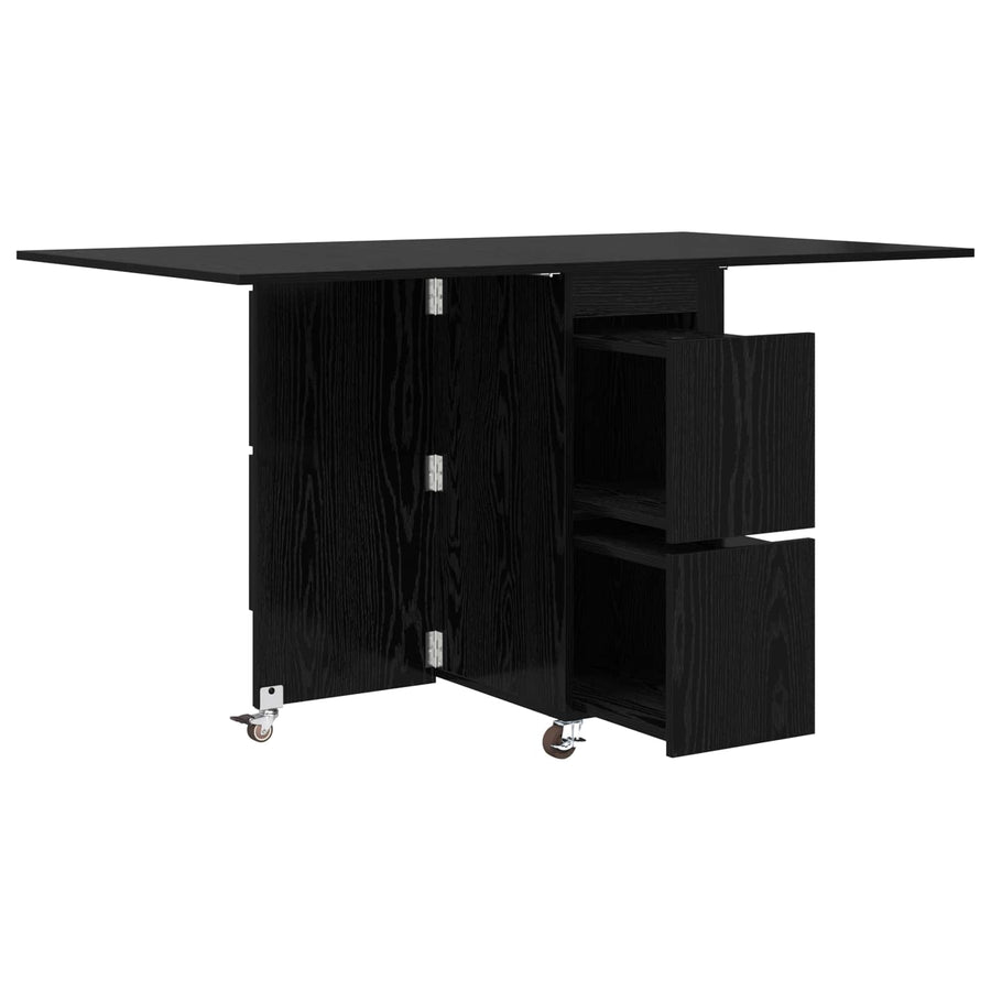 Eettafel 2 pcs 140 x 80 x 77 cm Bewerkt hout Zwart eiken