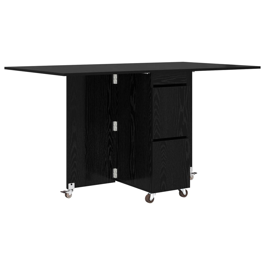 Eettafel 2 pcs 140 x 80 x 77 cm Bewerkt hout Zwart eiken