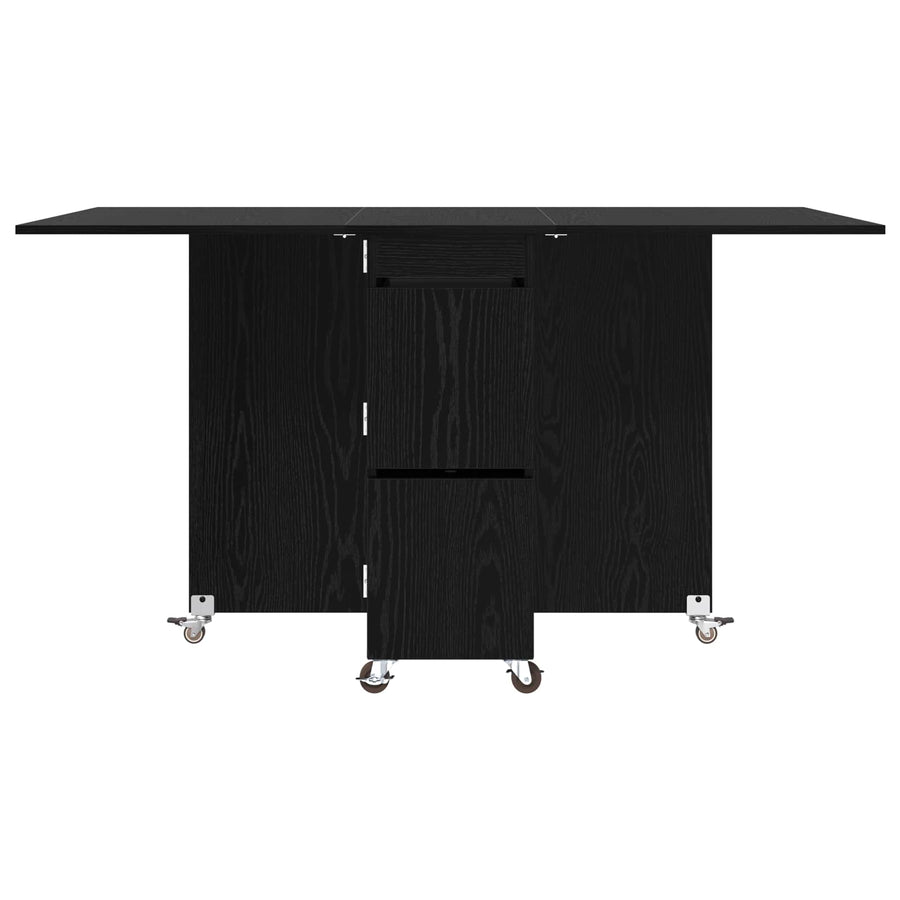 Eettafel 2 pcs 140 x 80 x 77 cm Bewerkt hout Zwart eiken