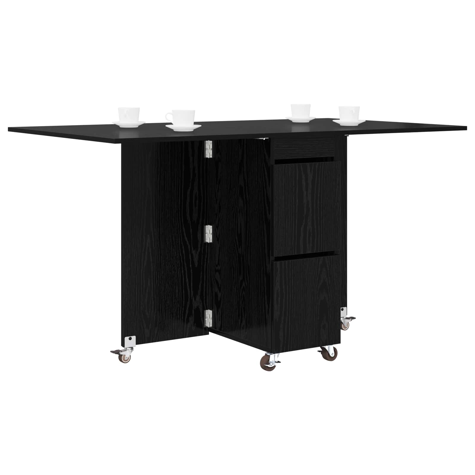 Eettafel 2 pcs 140 x 80 x 77 cm Bewerkt hout Zwart eiken