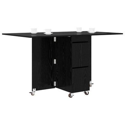 Eettafel 2 pcs 140 x 80 x 77 cm Bewerkt hout Zwart eiken