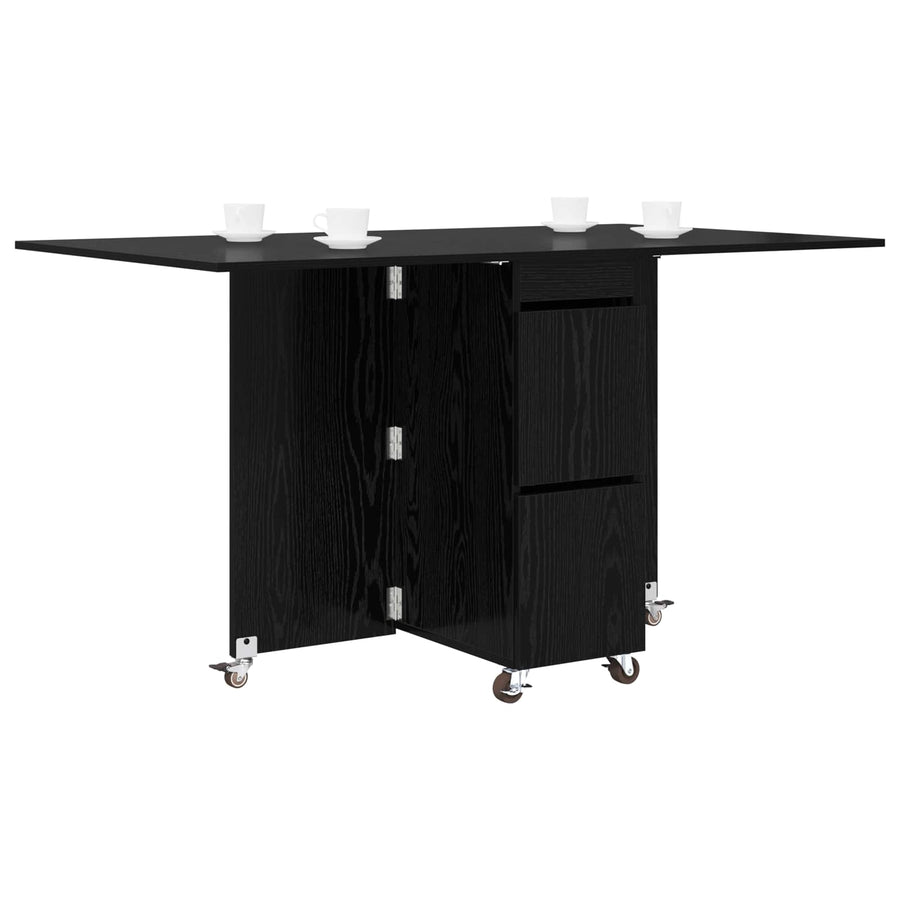 Eettafel 2 pcs 140 x 80 x 77 cm Bewerkt hout Zwart eiken