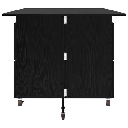 Eettafel 2 pcs 140 x 80 x 77 cm Bewerkt hout Zwart eiken