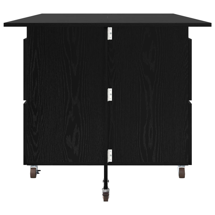 Eettafel 2 pcs 140 x 80 x 77 cm Bewerkt hout Zwart eiken