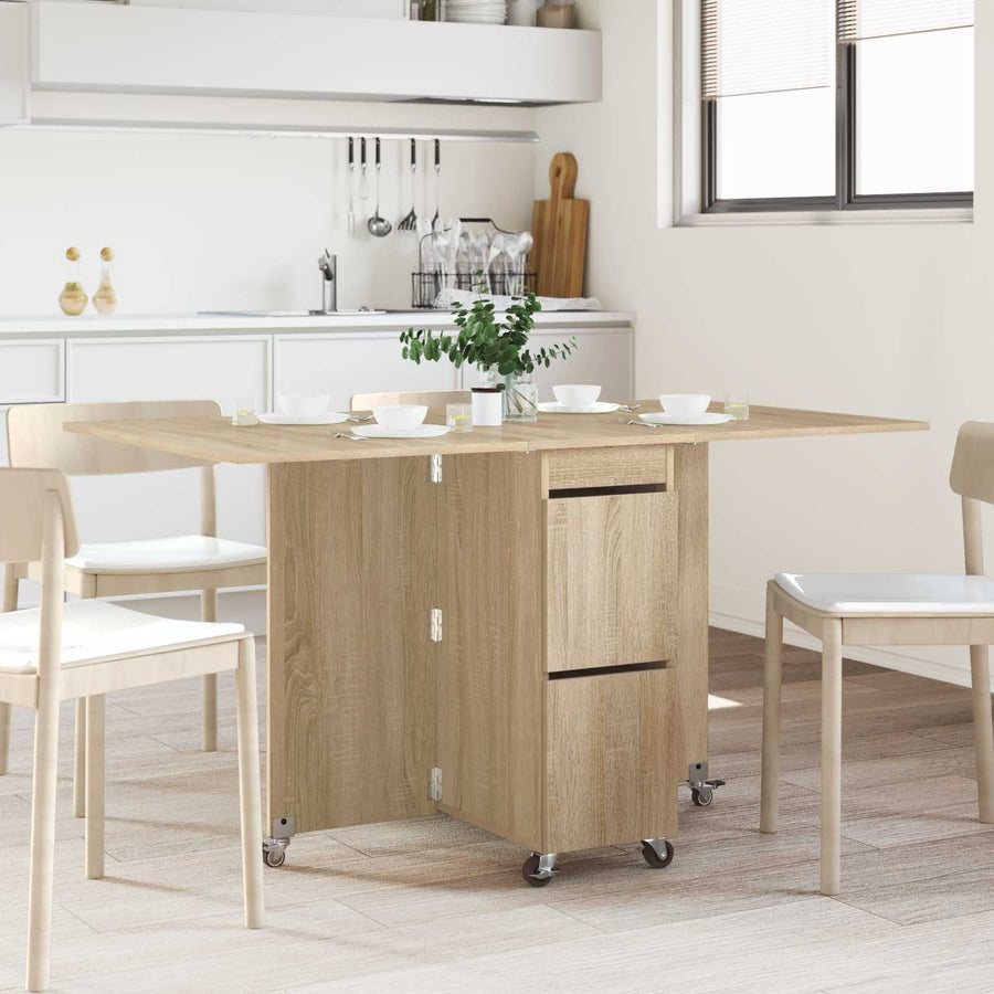 Eettafel 2 pcs 140 x 80 x 77 cm Bewerkt hout Sonoma Eiken