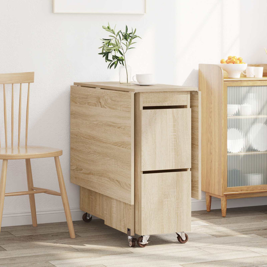 Eettafel 2 pcs 140 x 80 x 77 cm Bewerkt hout Sonoma Eiken