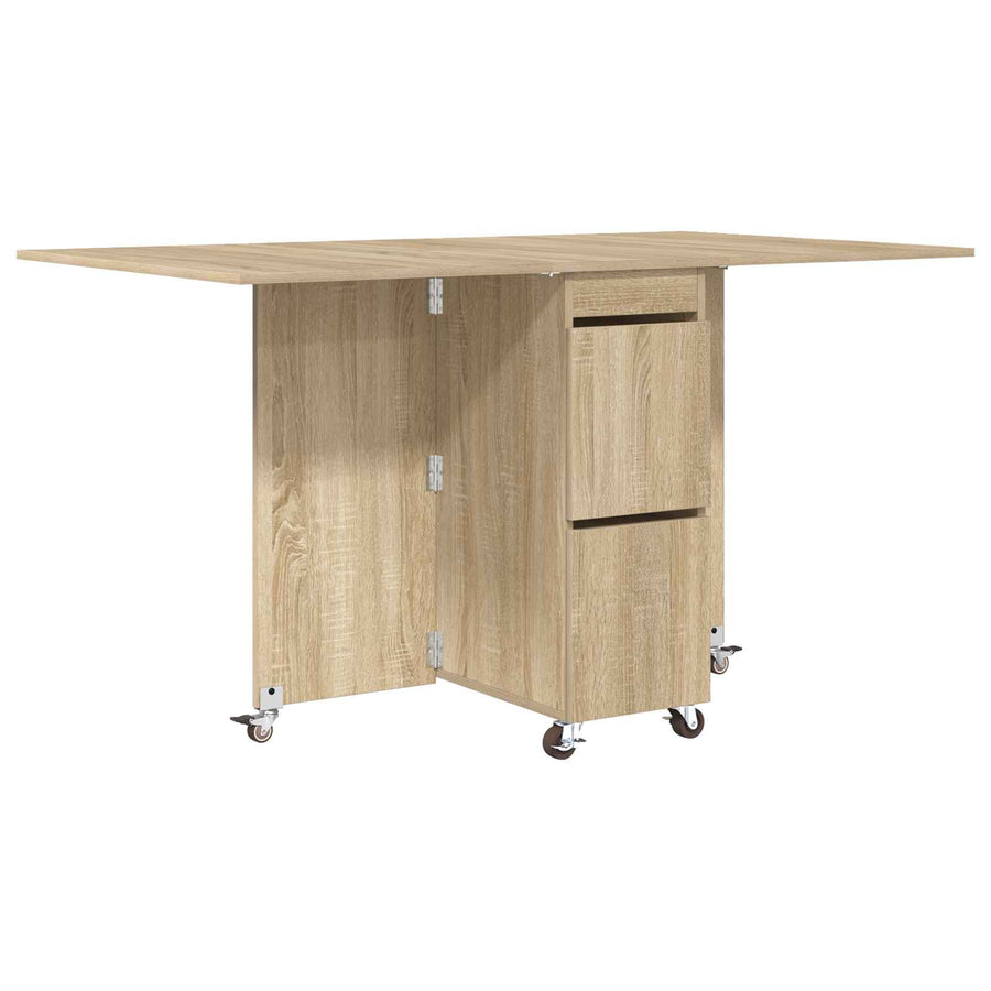 Eettafel 2 pcs 140 x 80 x 77 cm Bewerkt hout Sonoma Eiken