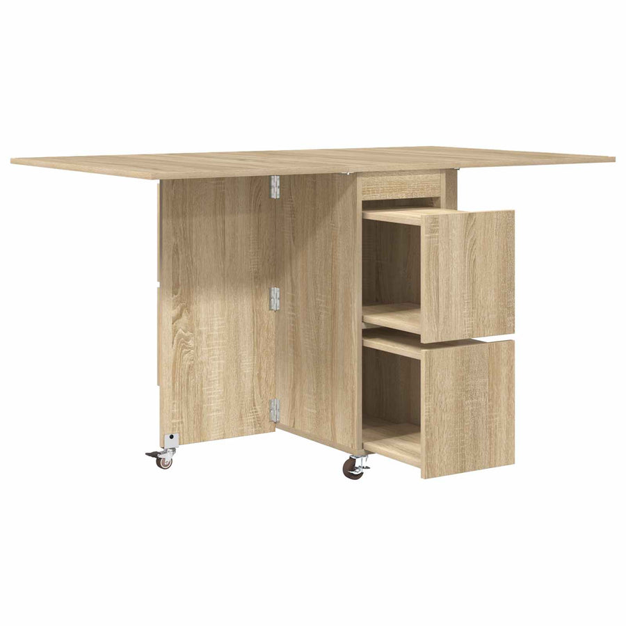 Eettafel 2 pcs 140 x 80 x 77 cm Bewerkt hout Sonoma Eiken