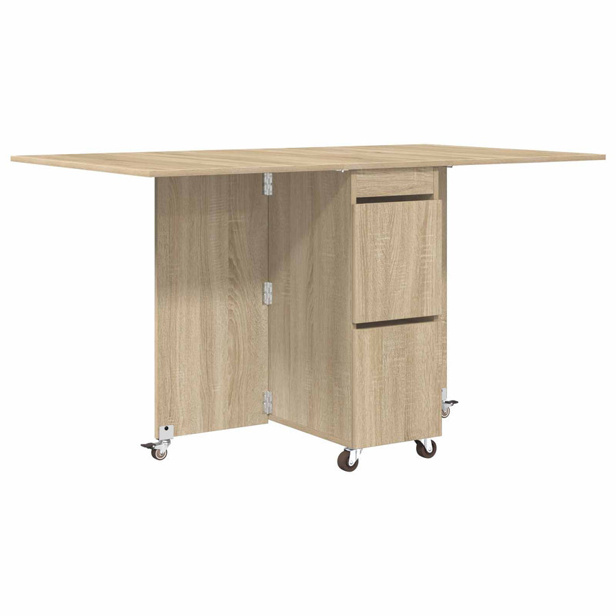 Eettafel 2 pcs 140 x 80 x 77 cm Bewerkt hout Sonoma Eiken