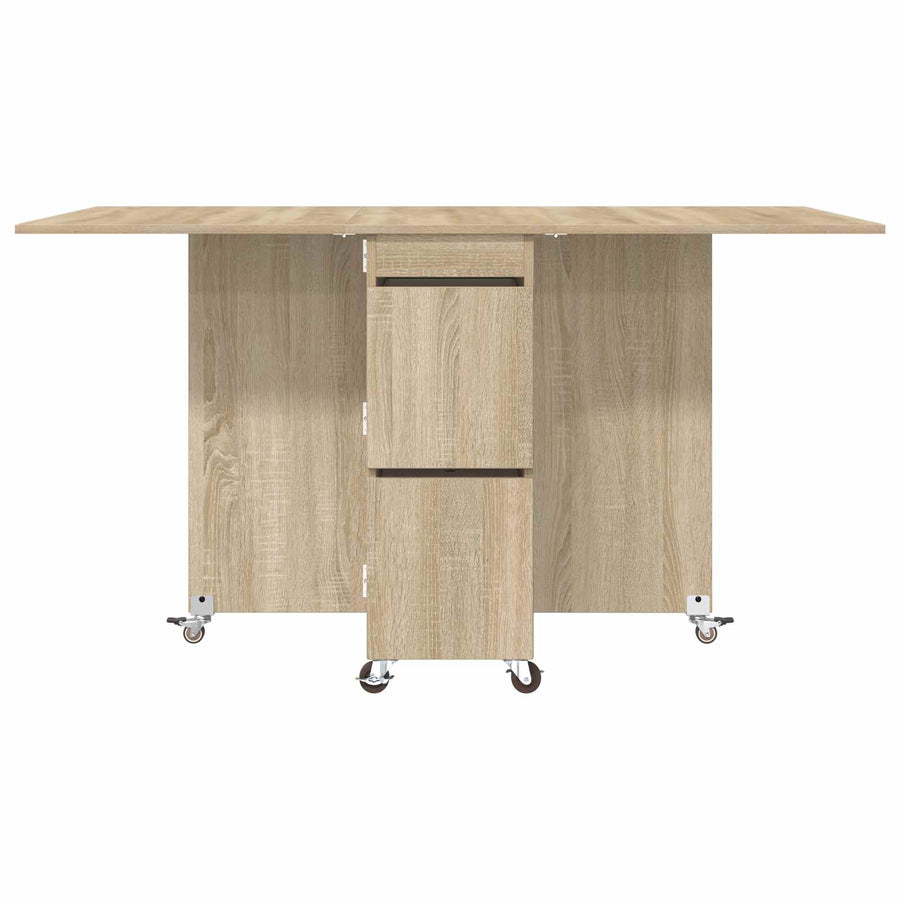 Eettafel 2 pcs 140 x 80 x 77 cm Bewerkt hout Sonoma Eiken