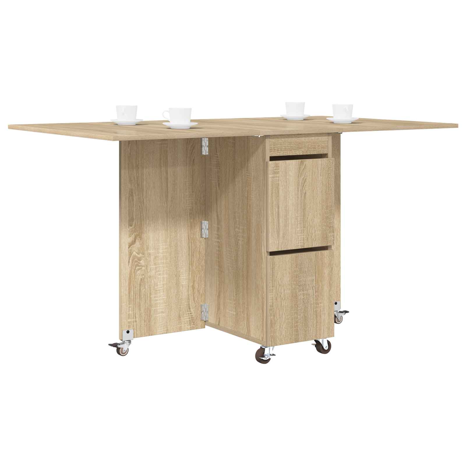 Eettafel 2 pcs 140 x 80 x 77 cm Bewerkt hout Sonoma Eiken
