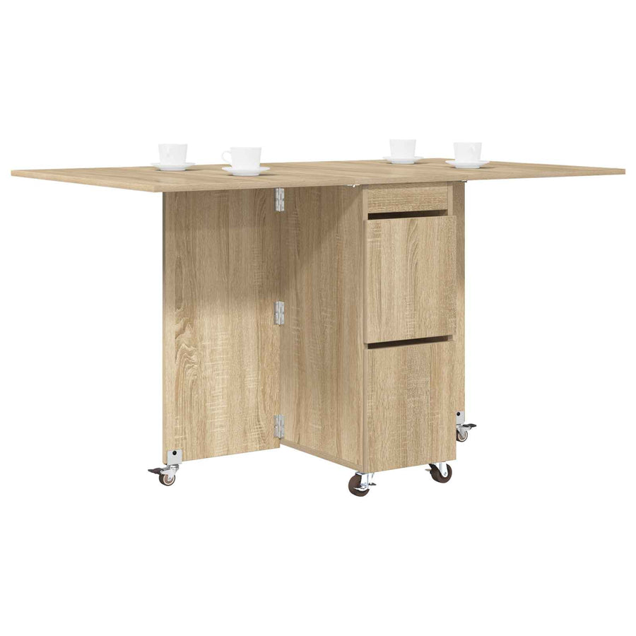 Eettafel 2 pcs 140 x 80 x 77 cm Bewerkt hout Sonoma Eiken