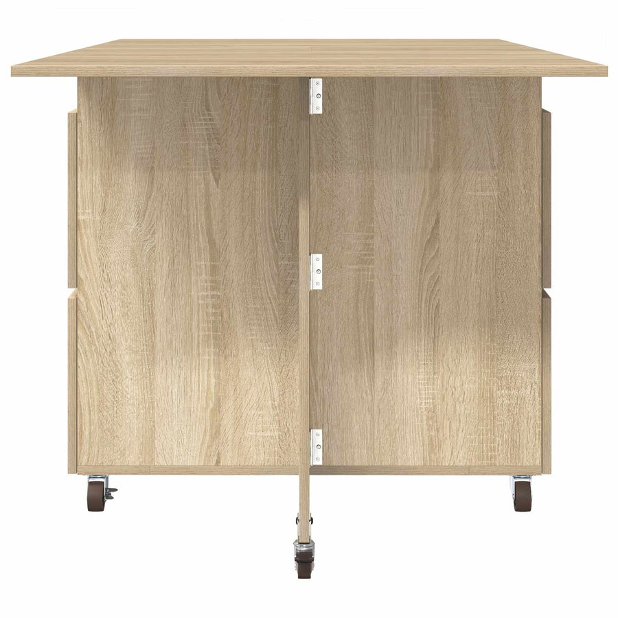 Eettafel 2 pcs 140 x 80 x 77 cm Bewerkt hout Sonoma Eiken