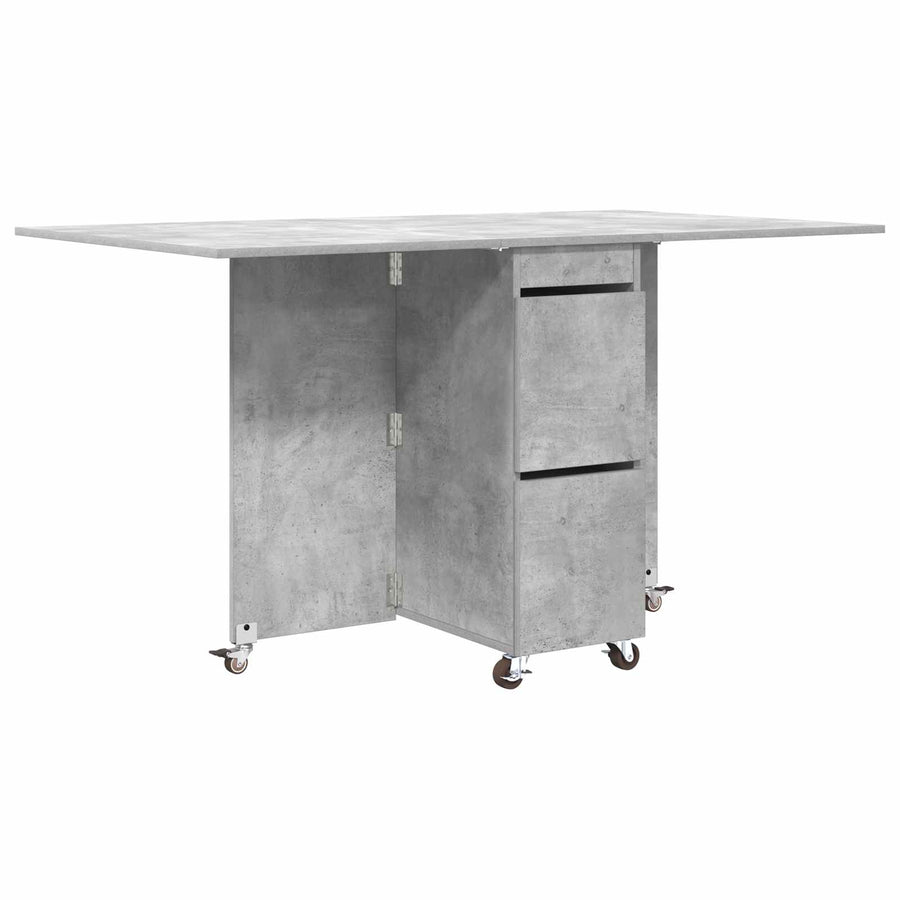 Eettafel 2 pcs 140 x 80 x 77 cm Bewerkt hout Betongrijs
