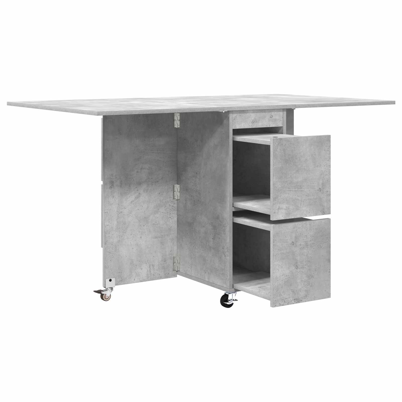 Eettafel 2 pcs 140 x 80 x 77 cm Bewerkt hout Betongrijs