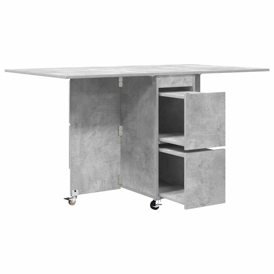 Eettafel 2 pcs 140 x 80 x 77 cm Bewerkt hout Betongrijs
