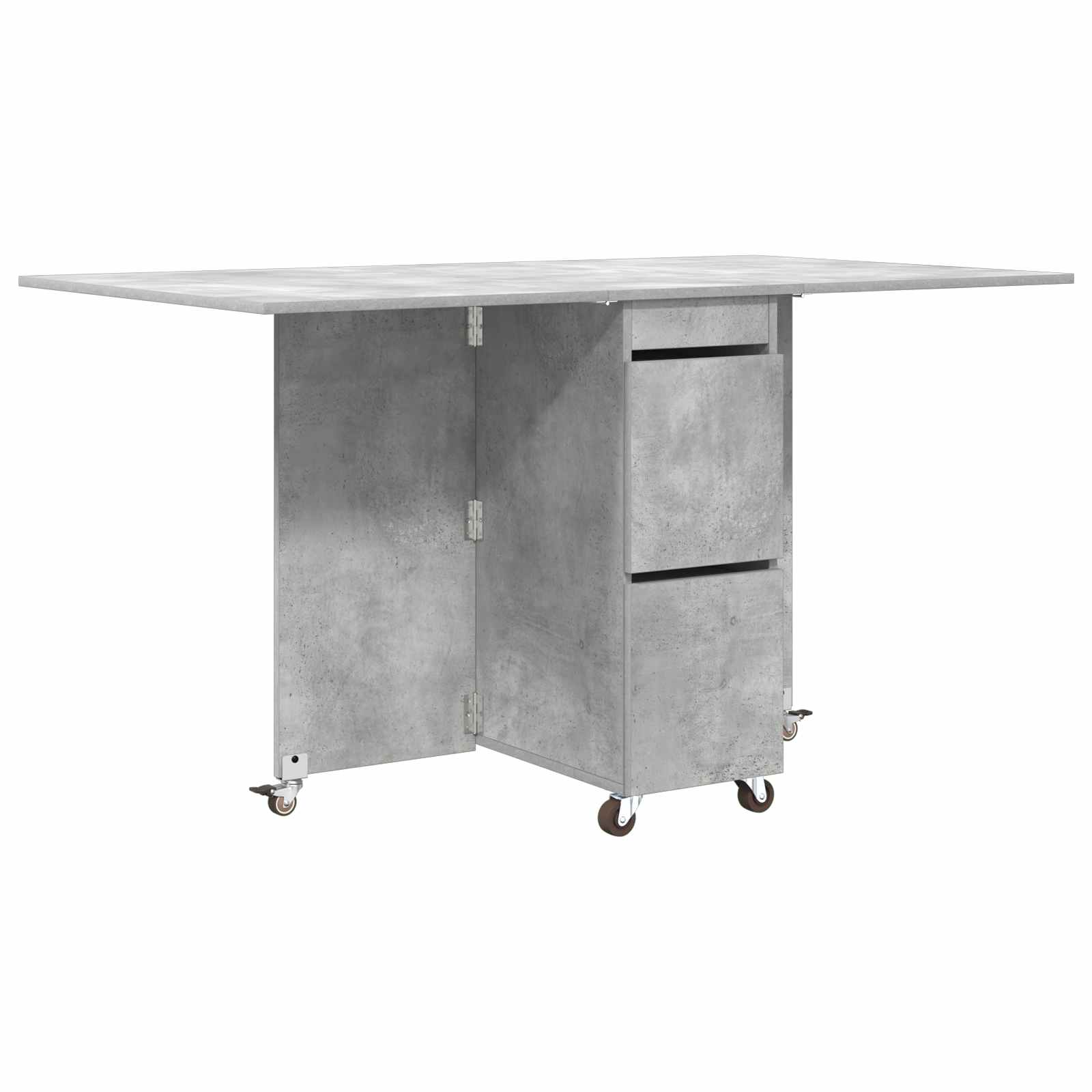 Eettafel 2 pcs 140 x 80 x 77 cm Bewerkt hout Betongrijs