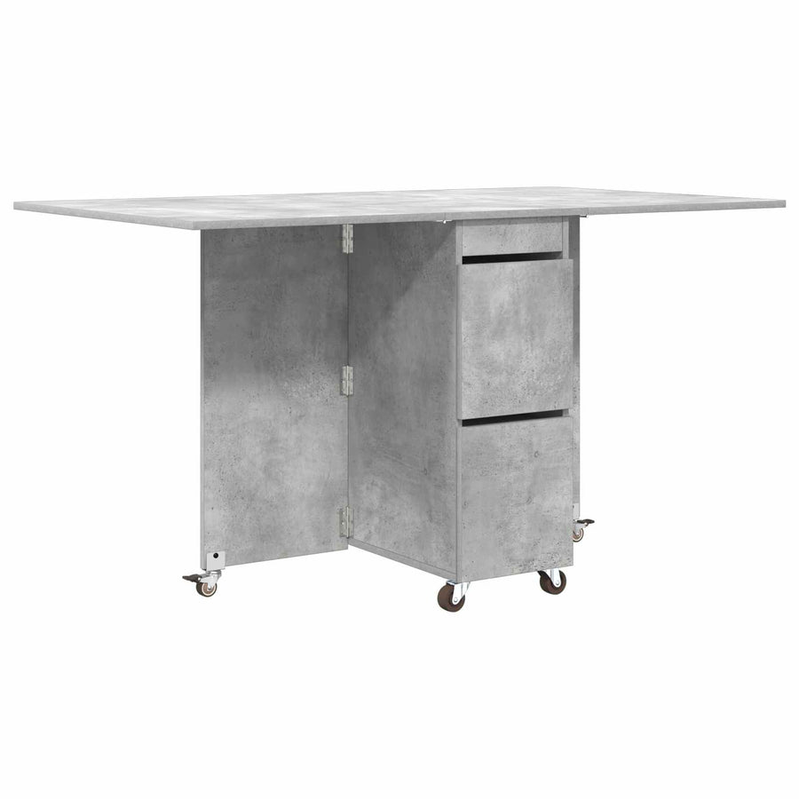 Eettafel 2 pcs 140 x 80 x 77 cm Bewerkt hout Betongrijs