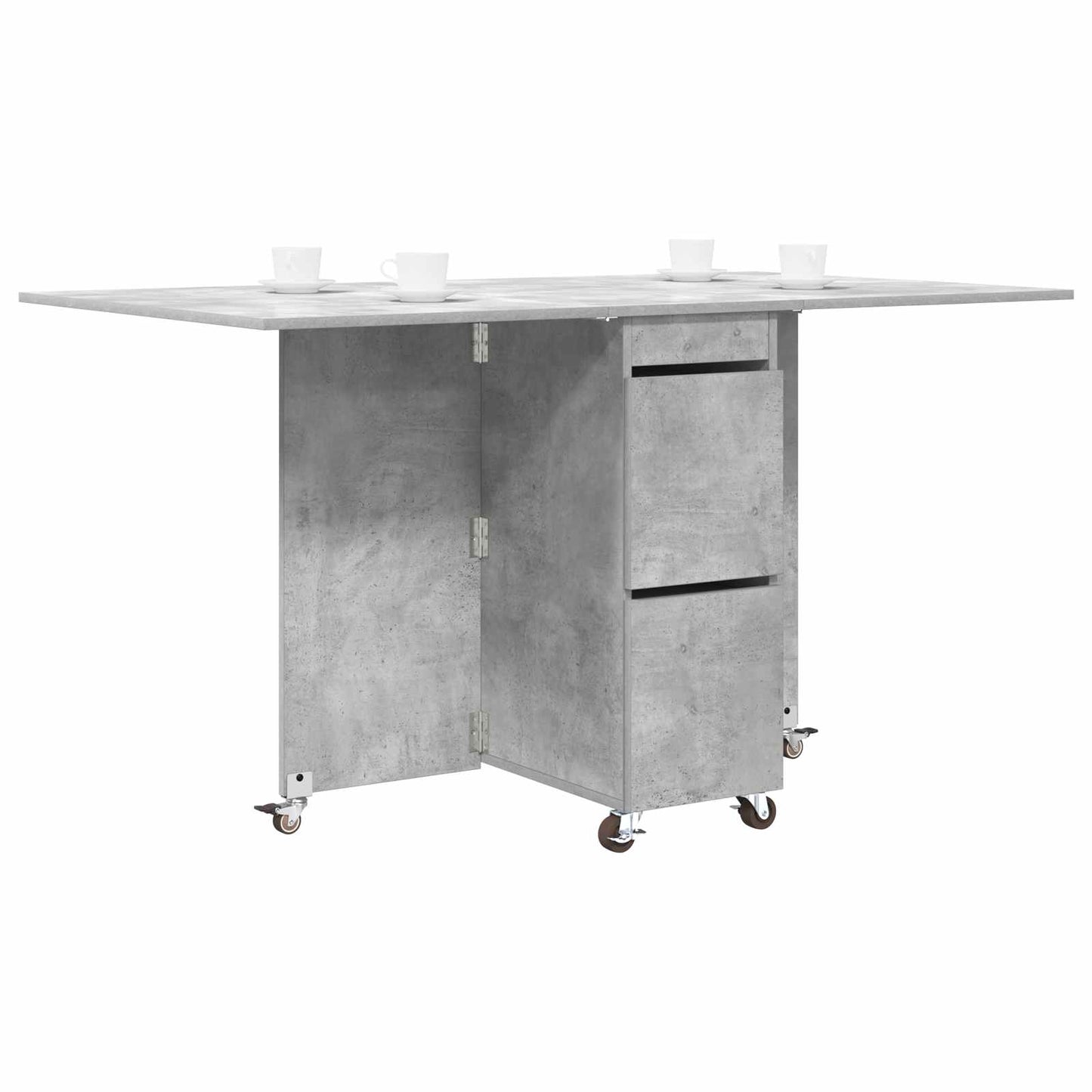 Eettafel 2 pcs 140 x 80 x 77 cm Bewerkt hout Betongrijs