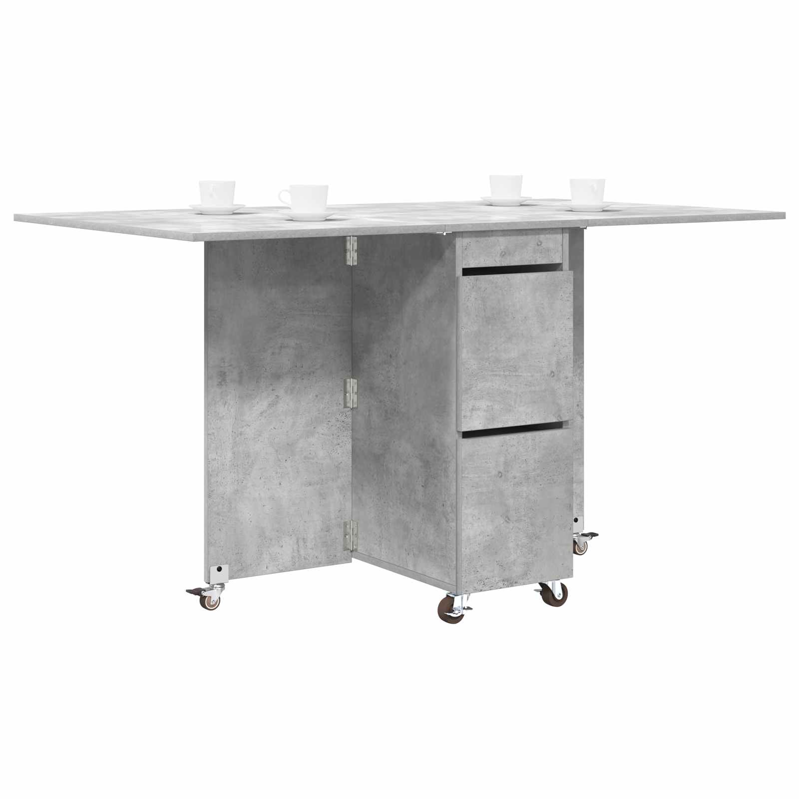 Eettafel 2 pcs 140 x 80 x 77 cm Bewerkt hout Betongrijs