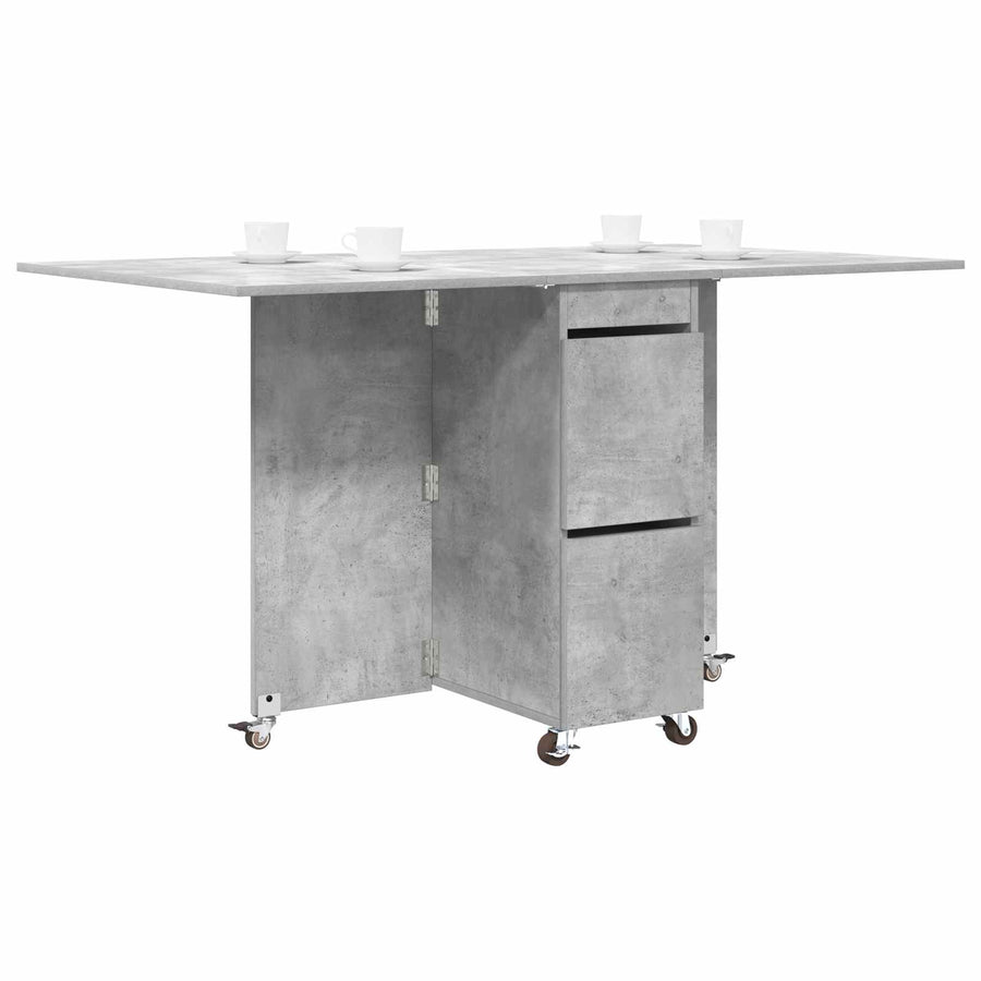Eettafel 2 pcs 140 x 80 x 77 cm Bewerkt hout Betongrijs