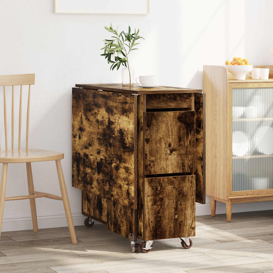 Eettafel 2 pcs 140 x 80 x 77 cm Bewerkt hout Gerookt eiken