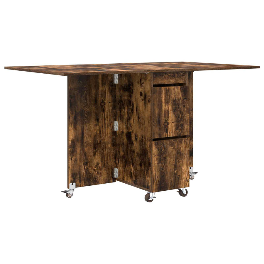 Eettafel 2 pcs 140 x 80 x 77 cm Bewerkt hout Gerookt eiken