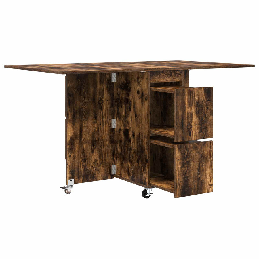 Eettafel 2 pcs 140 x 80 x 77 cm Bewerkt hout Gerookt eiken